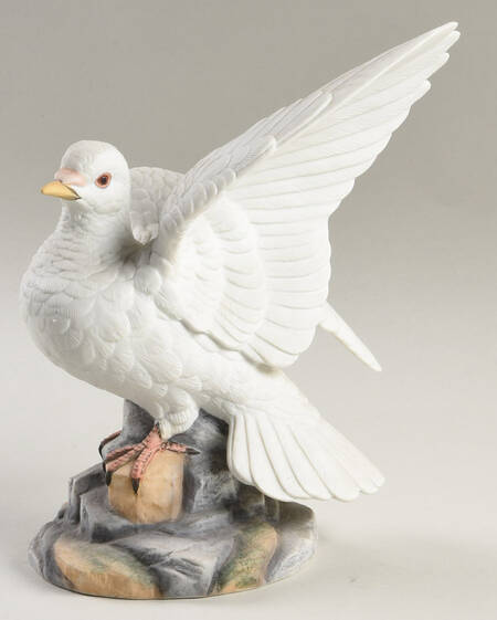 Sadek Bird Figurines Dove - White - One Wing Up - No Box