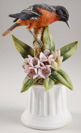 Sadek Bird Figurines Baltimore Oriole-Pink Flowers - Boxed