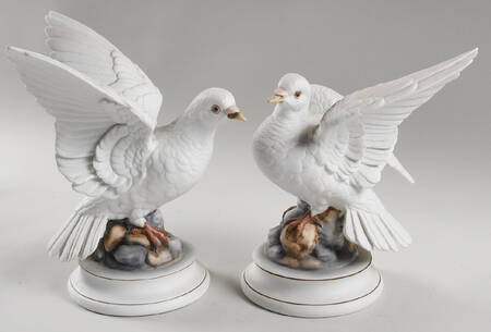 Sadek Bird Figurines White Doves-Pair - No Box