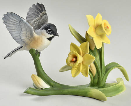 Sadek Bird Figurines Chickadee With Daffodil - Boxed