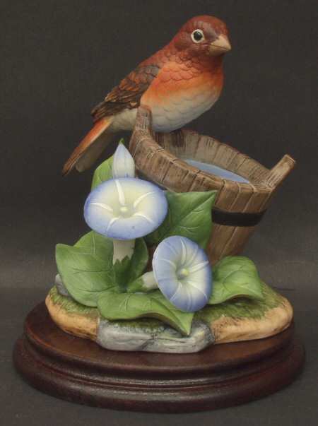 Sadek Bird Figurines Purple Finch With Morning Glory - Boxed