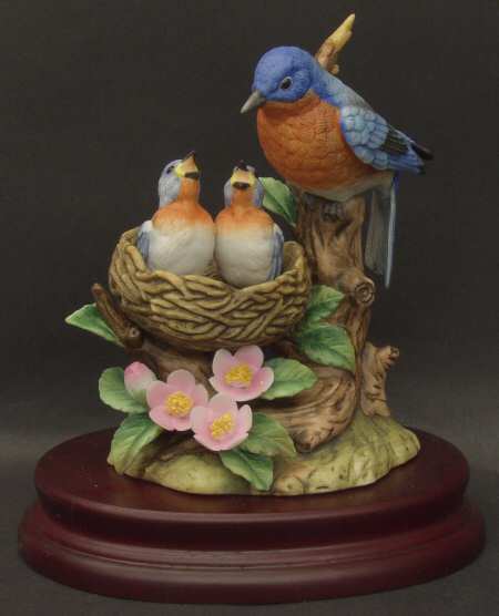 Sadek Bird Figurines Bluebird With Nest - Boxed