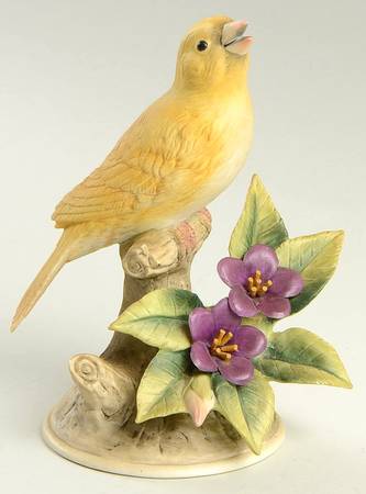 Sadek Bird Figurines Canary-Purple Flowers - Boxed