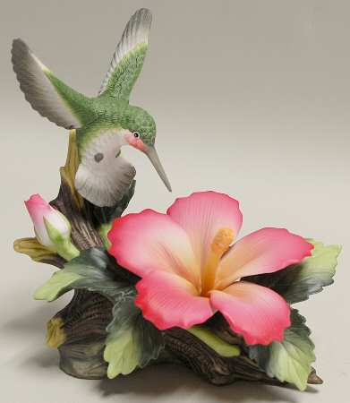Sadek Bird Figurines Hummingbird With Hibiscus - Boxed