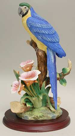 Sadek Bird Figurines Golden Blue Macaw - Boxed