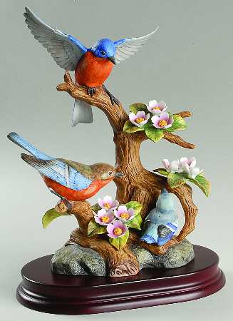 Sadek Bird Figurines Eastern Bluebird Family - Boxed