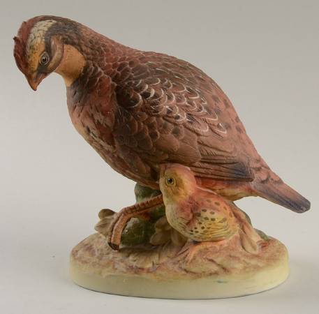 Sadek Bird Figurines Bobwhite Quail With Chick-Female - No Box 161a