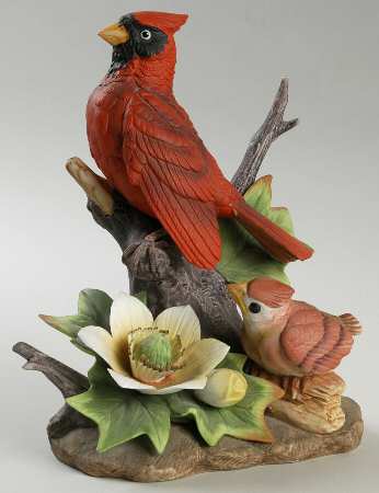 Sadek Bird Figurines Cardinal-With Baby - No Box