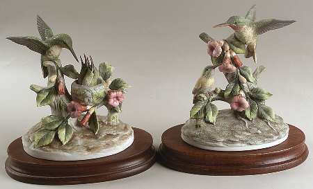 Sadek Bird Figurines Ruby Throated Hummingbird-Pair - No Box