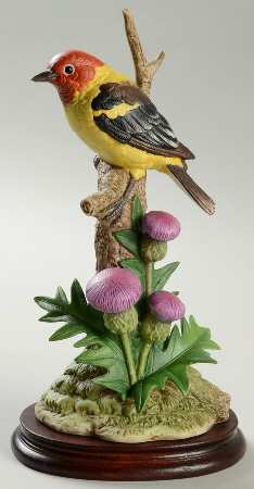 Sadek Bird Figurines Western Tanager With Thistle - Boxed