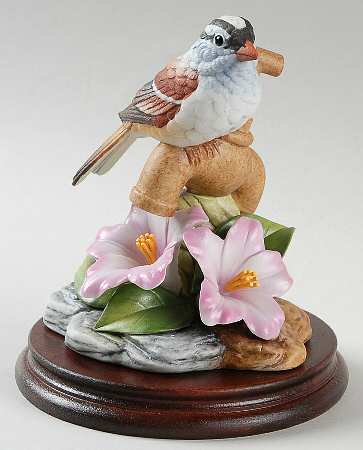 Sadek Bird Figurines White Crowned Sparrow - Boxed