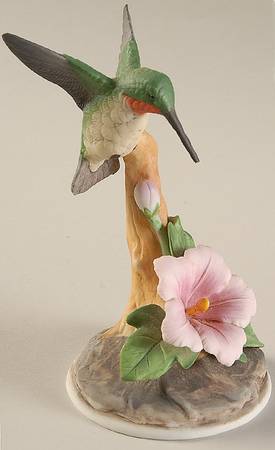 Sadek Bird Figurines Hummingbird  With Pink Flower - No Box