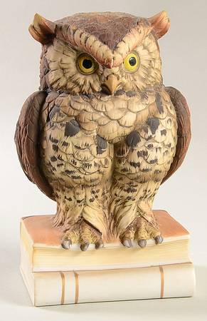 Sadek Bird Figurines Great Horned Owl On Books - No Box