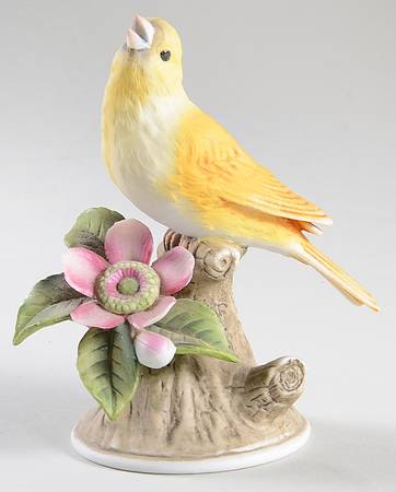Sadek Bird Figurines Canary-Pink Flower - No Box