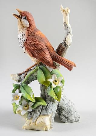 Sadek Bird Figurines Wood Thrush - No Box