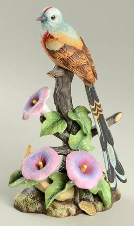 Sadek Bird Figurines Flycatcher With Morning Glory - Boxed