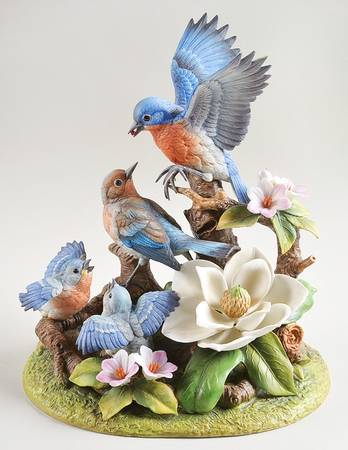 Sadek Bird Figurines Bluebird Family - With Box Bx372
