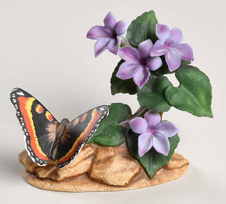 Sadek Flower Figurines Violets W/Milbert's Tortoise Shell - No Box