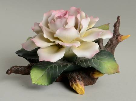 Sadek Flower Figurines Pink Rose On Branch - Boxed