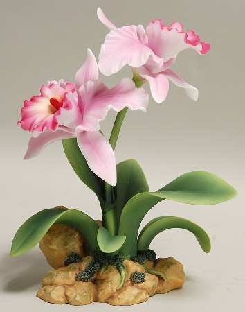 Sadek Flower Figurines Pink Cattleya Orchid - Boxed