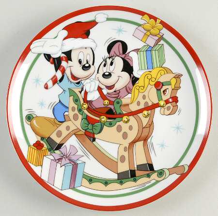 Walt Disney Characters Annual Plate Mickey & Minnie Rocking Christmas - Boxed