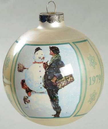 Norman Rockwell Ball Ornament Snow Sculpture - With Box