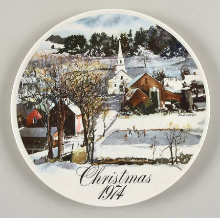 Smuckers Christmas Plates 1974-Christmas Plate-Skating Pond - No Box