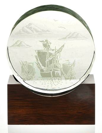 Steuben Figurines & Giftware Voyage Of Columbus-Sailing Ships - With Box Bx704