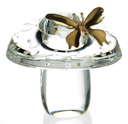 Steuben Figurines & Giftware Mushroom With 14k Gold Butterfly - With Box Bx670