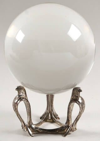 Steuben Figurines & Giftware Crystal Ball W/Sterling Falcon Base - Boxed