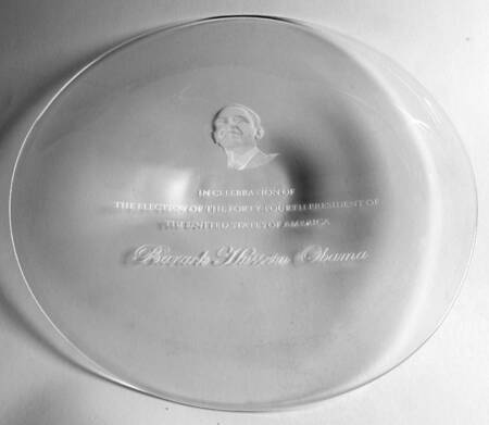 Steuben Figurines & Giftware Pres. Obama Inauguration Plate - Nb822, No Box