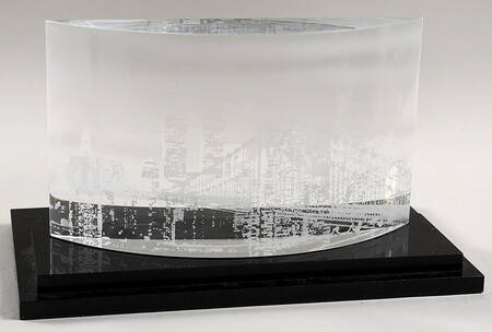 Steuben Figurines & Giftware City Lights: Manhattan W/Granite Base - With Box