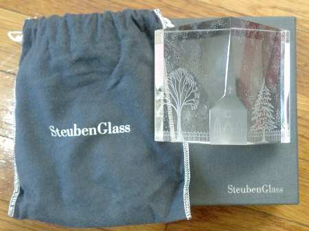 Steuben Figurines & Giftware Winter Church In Cube - Boxed