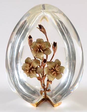 Steuben Figurines & Giftware Egg W/Gold Enamel Flowers - With Box Bx718