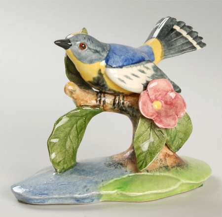 Stangl Birds Audubon Warbler-Pink Flower - No Box