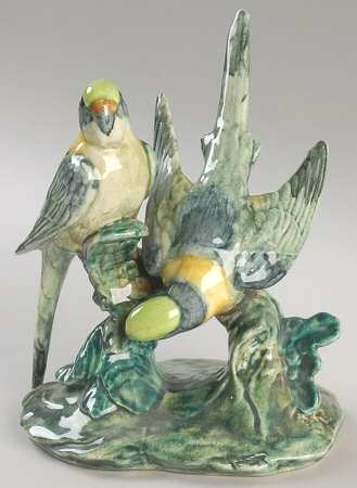 Stangl Birds Double Parakeets-Bright Green - No Box