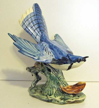 Stangl Birds Flying Blue Jay With Leaf - No Box