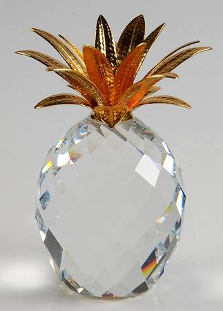 Sparkling Fruit Pineapple-Large Gold Hammered Leaves - Boxed