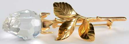 Crystal Memories Brooches Rose Brooch - 3 Single Leaves - Boxed