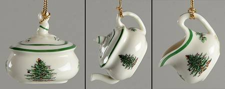Miniature Ornament Christmas Tea Time-Set Of 3 - Set Of 3