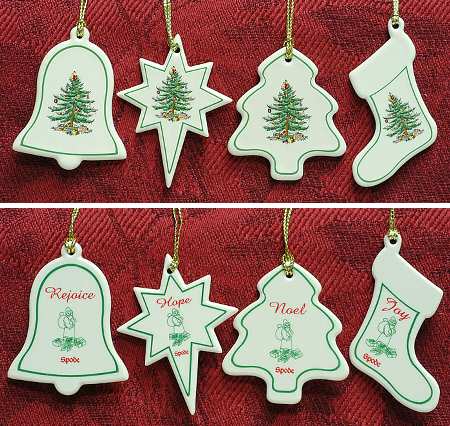 Christmas Tree Ornaments Boxed Set Of 4 - Mini Flat Ornaments - Boxed