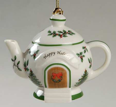 Christmas Tree Ornaments Teapot House - With Box 53