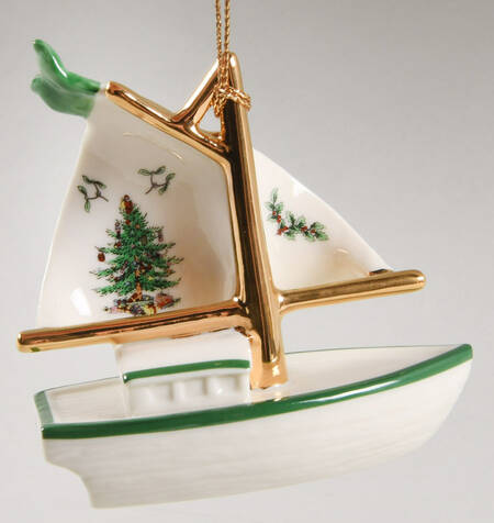 Christmas Tree Ornaments Toy-Sailboat - No Box