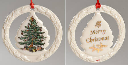 Christmas Tree Ornaments Sculpted Holly - Boxed