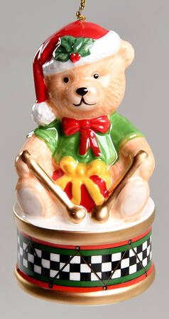 Christmas Tree Ornaments Teddy Bear On A Drum - Boxed