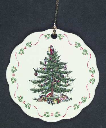 Christmas Tree Ornaments Scalloped Edge Flat                      - With Box