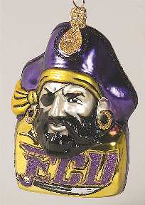 Glasscot Ornaments East Carolina Pirates-Figure/Disk - Boxed