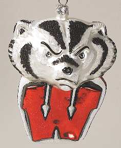 Glasscot Ornaments Wisconsin Badgers-Figure/Disk - Boxed
