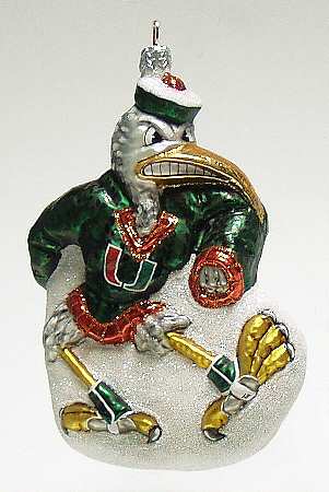 Glasscot Ornaments Miami Hurricanes-Logo Disk-Green - Boxed