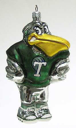 Glasscot Ornaments Tulane Green Wave-Pelican - Boxed